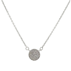 925 Sterling Silver Full Pave Disc Pendant Necklace | Premium Pure Silver Jewellery India | BJ-07