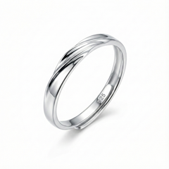 925 Sterling Silver Twisted Band Ring, 925 Sterling Silver, Minimalist Design, Adjustable Wedding Band | BJLR-0012