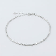 925 Sterling Silver Beaded Chain Bracelate, Textured Bar Design, Adjustable Length, Delicate Jewelry for Women| Gifts for Women & Girls & Girlfriend |Wedding and Christmas Gifts | BJBR-044