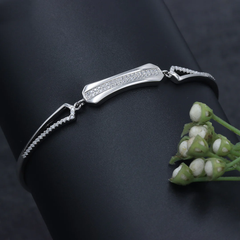 925 Sterling Silver CZ Bar Bracelet | Modern Elegant Jewelry | BJBR-066