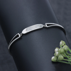 925 Sterling Silver Oval CZ Panel Bracelet | Elegant Everyday Wear | BJBR-061