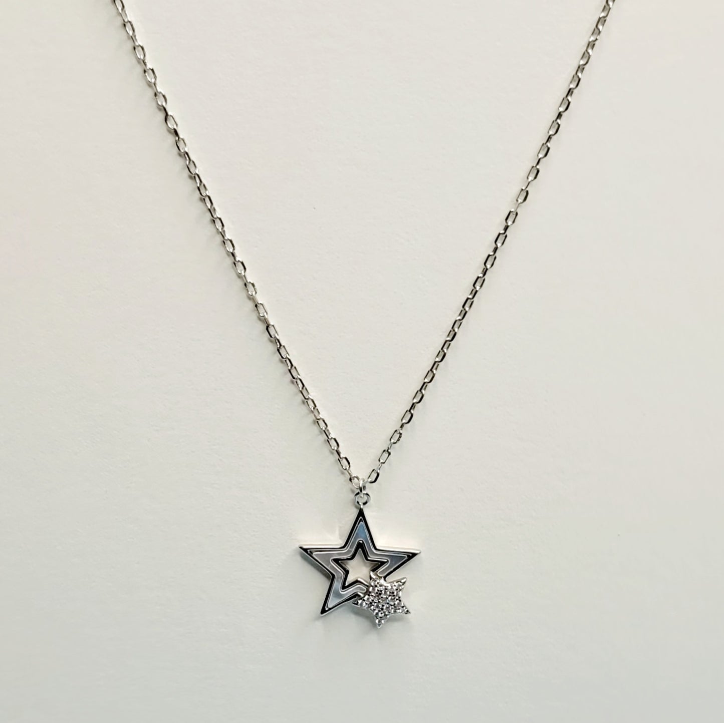 BHAVANI JEWELLERS 925 Italian Starling Silver Shell & Crystal Star Necklace | BJ-31