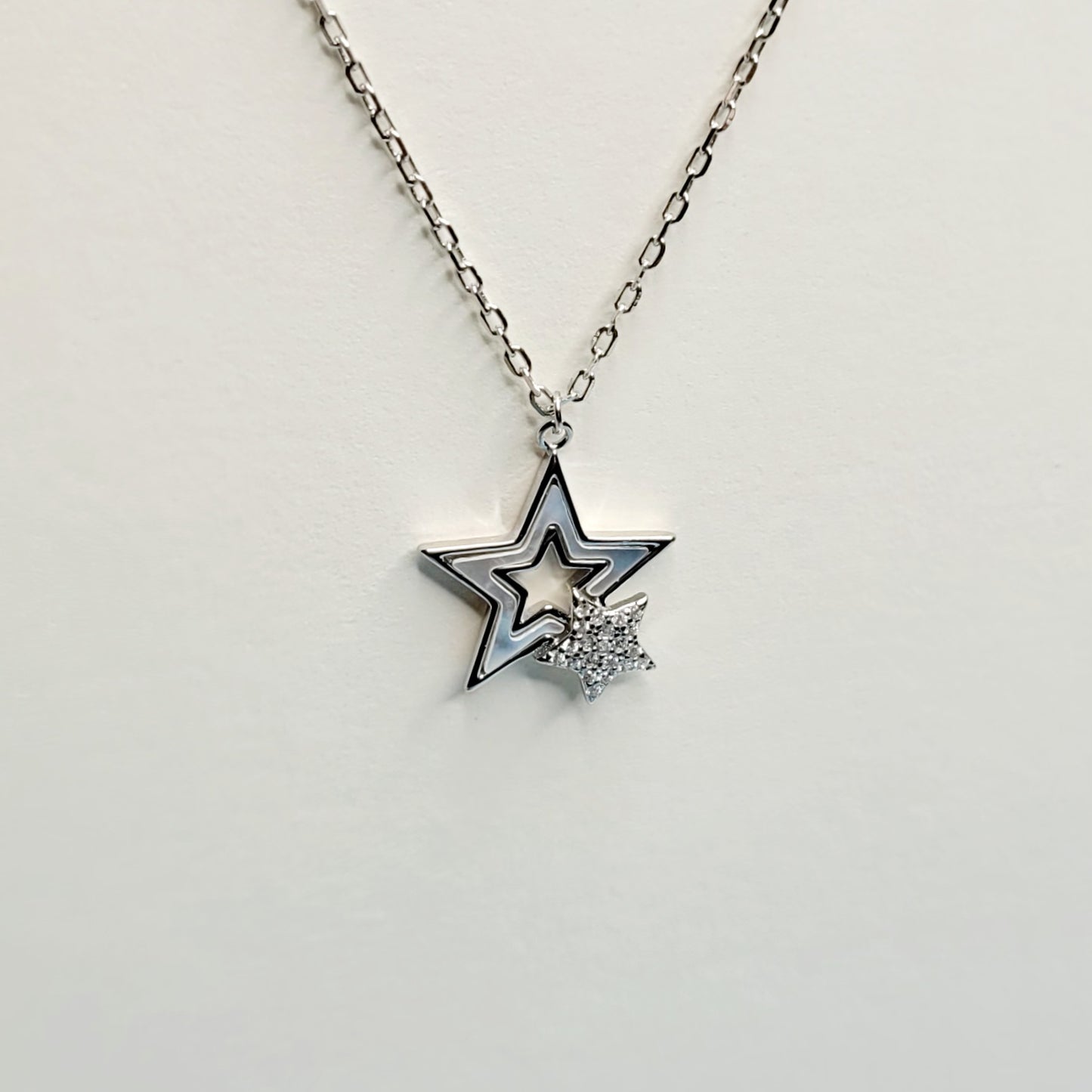 BHAVANI JEWELLERS 925 Italian Starling Silver Shell & Crystal Star Necklace | BJ-31