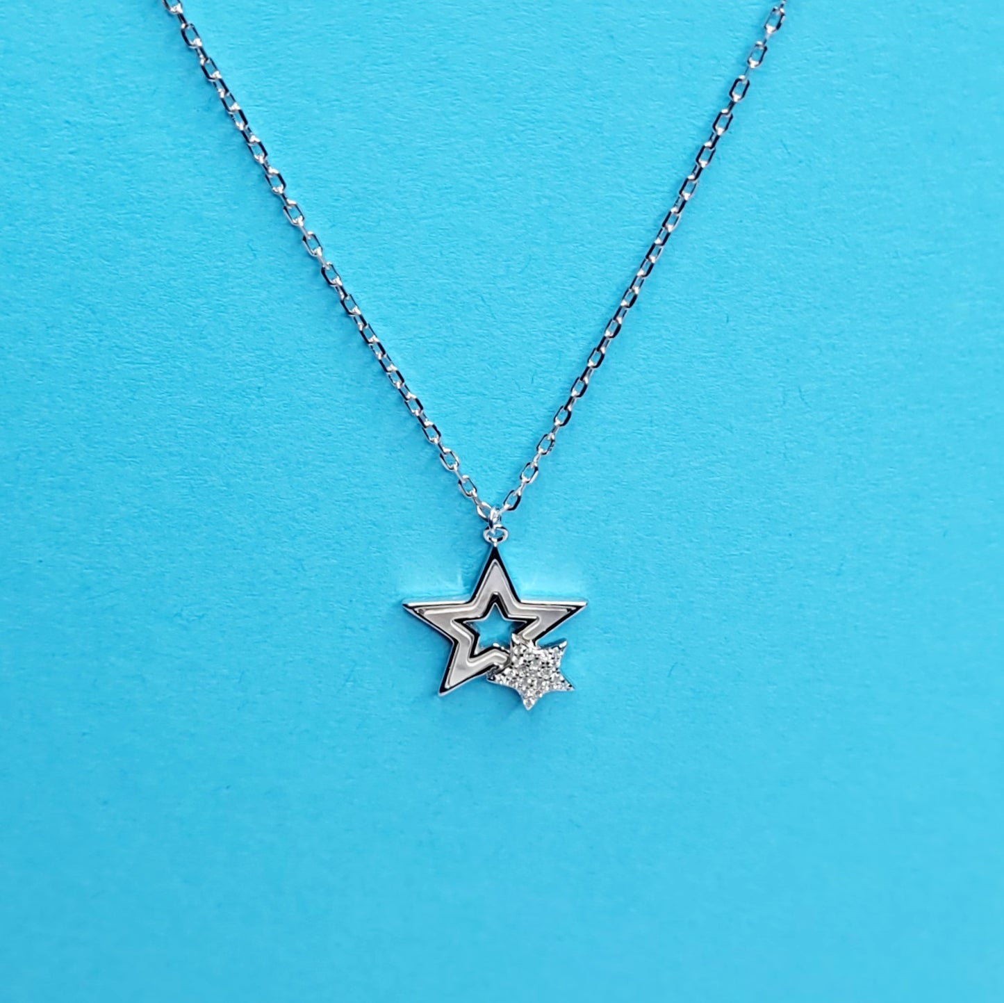 BHAVANI JEWELLERS 925 Italian Starling Silver Shell & Crystal Star Necklace | BJ-31