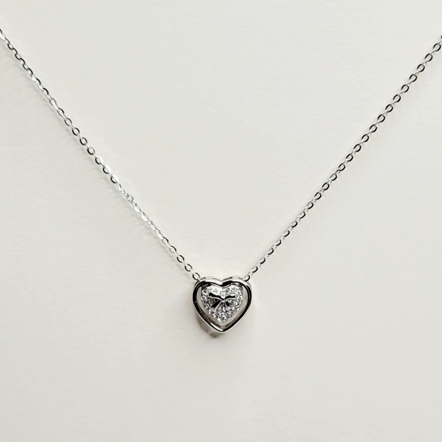 BHAVANI JEWELLERS Italian Starling Silver Doubl Heart Necklace | BJ-35