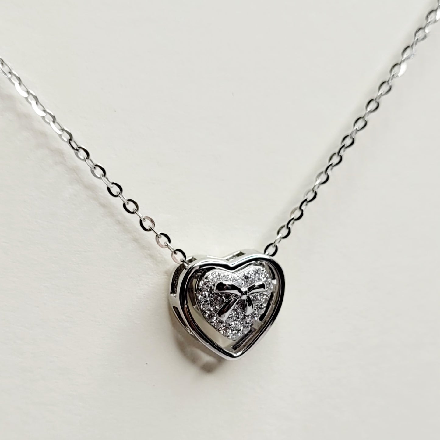 BHAVANI JEWELLERS Italian Starling Silver Doubl Heart Necklace | BJ-35