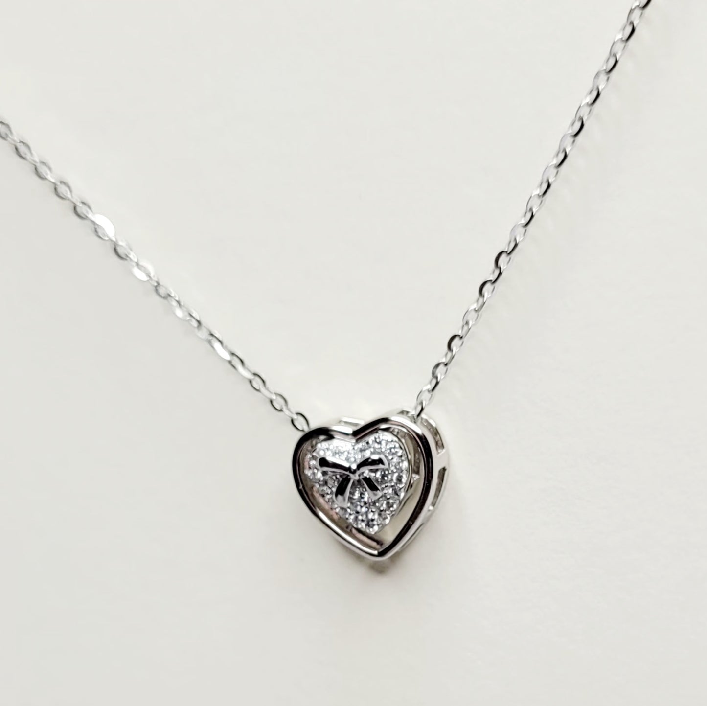 BHAVANI JEWELLERS Italian Starling Silver Doubl Heart Necklace | BJ-35