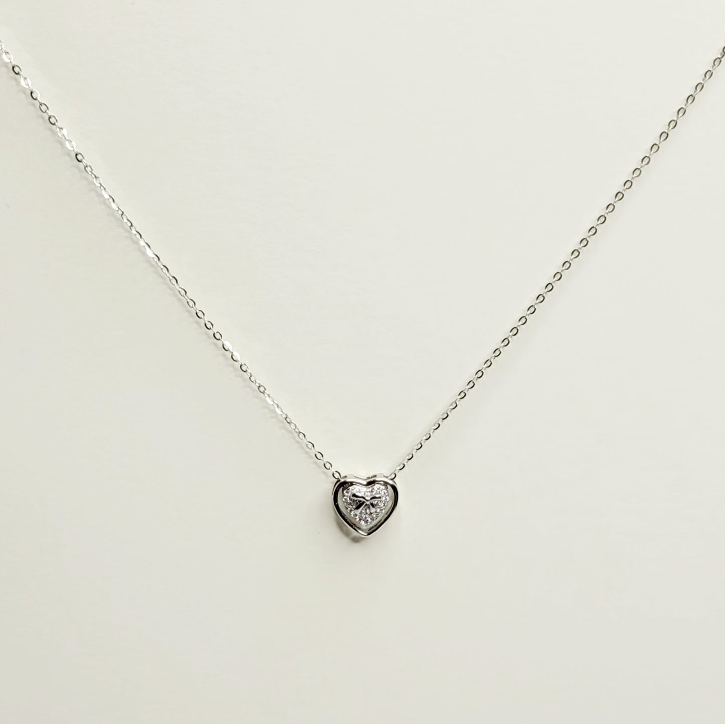 BHAVANI JEWELLERS Italian Starling Silver Doubl Heart Necklace | BJ-35