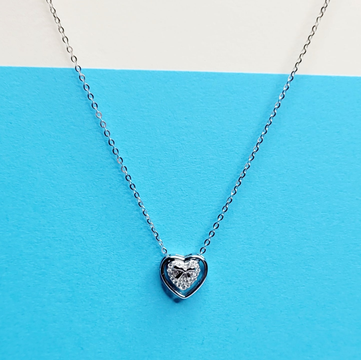 BHAVANI JEWELLERS Italian Starling Silver Doubl Heart Necklace | BJ-35