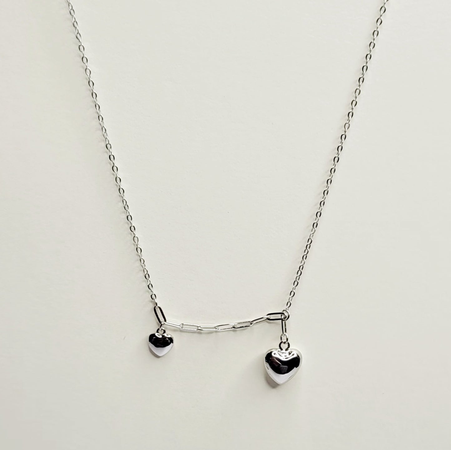 BHAVANI JEWELLERS 925 Italian Starling Silver Double Heart Necklace | BJ-25