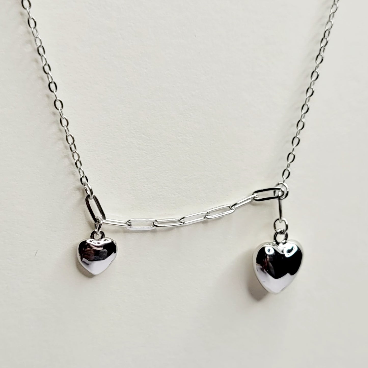 BHAVANI JEWELLERS 925 Italian Starling Silver Double Heart Necklace | BJ-25