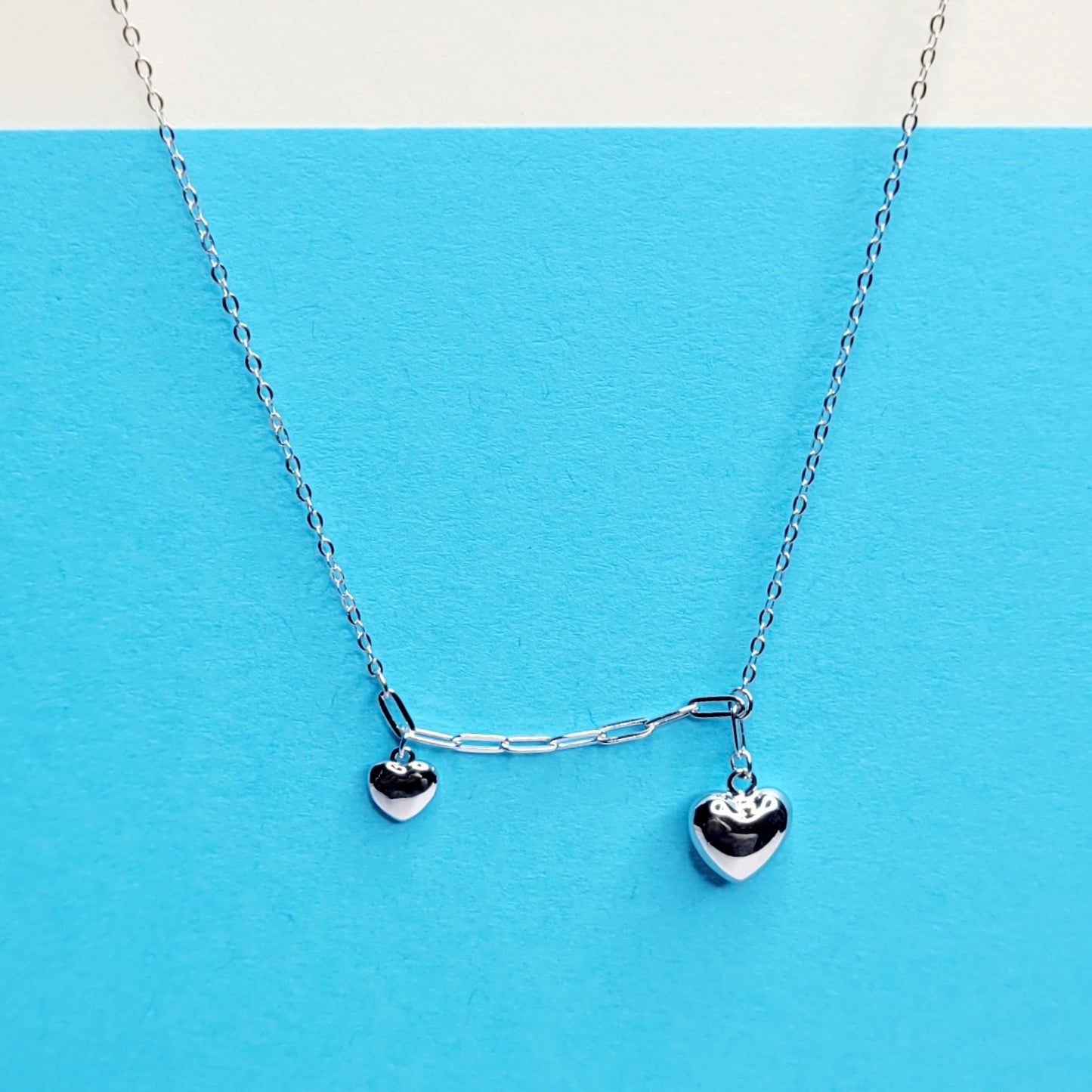 BHAVANI JEWELLERS 925 Italian Starling Silver Double Heart Necklace | BJ-25