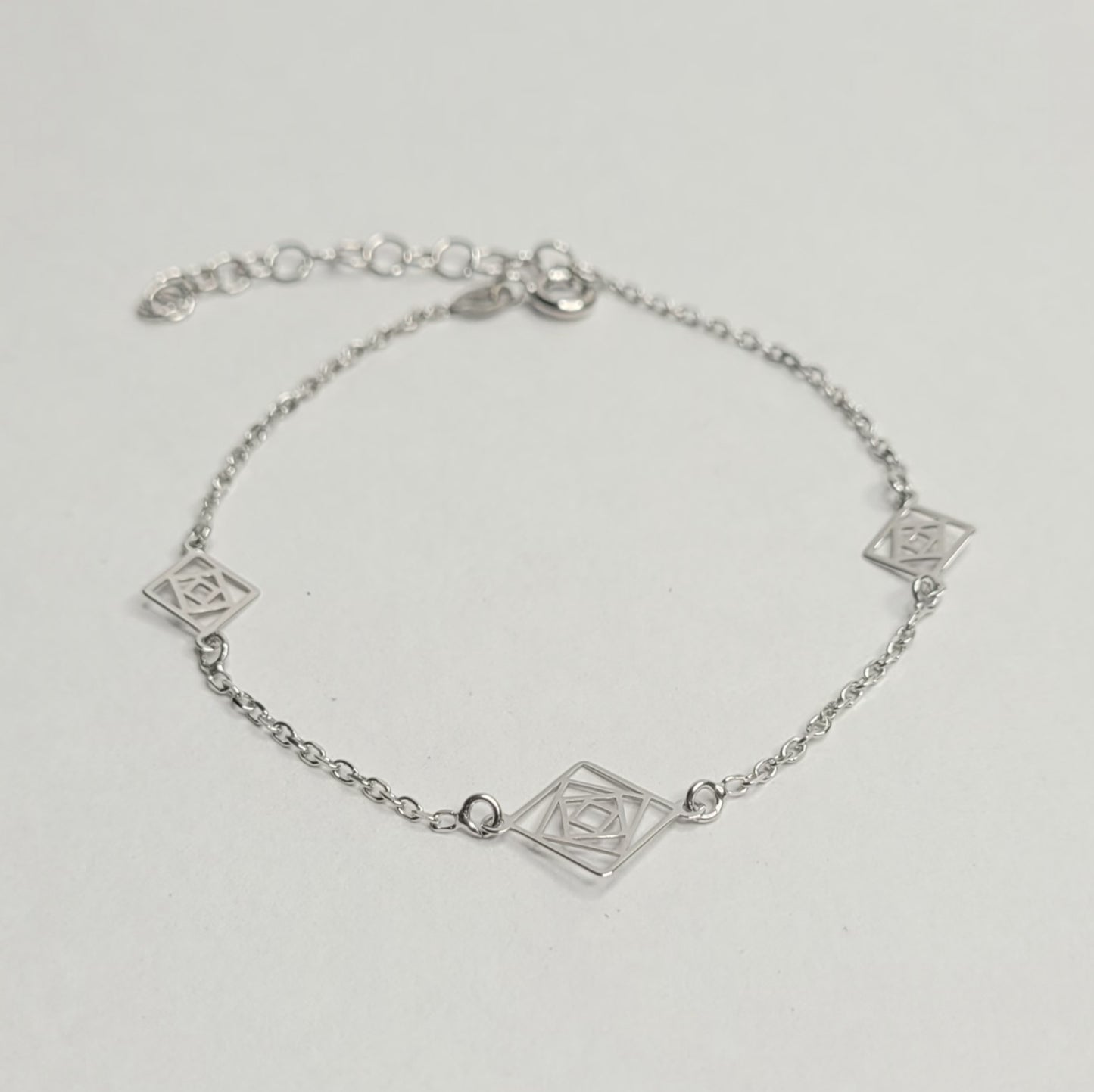 BHAVANI JEWELLERS 925 Italian Starling Silver Square Symbol Adjustable Bracelate | BJ-047