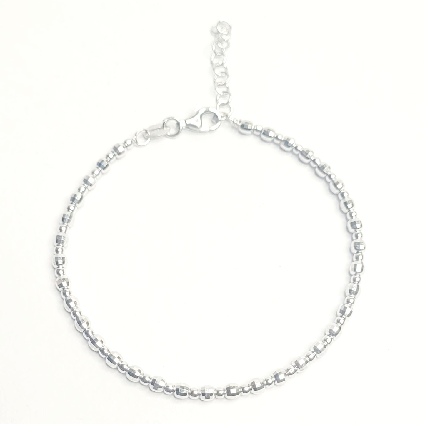 BHAVANI JEWELLERS 925 Italian Starling Silver Bead Chain Adjustable Bracelate | BJ-035