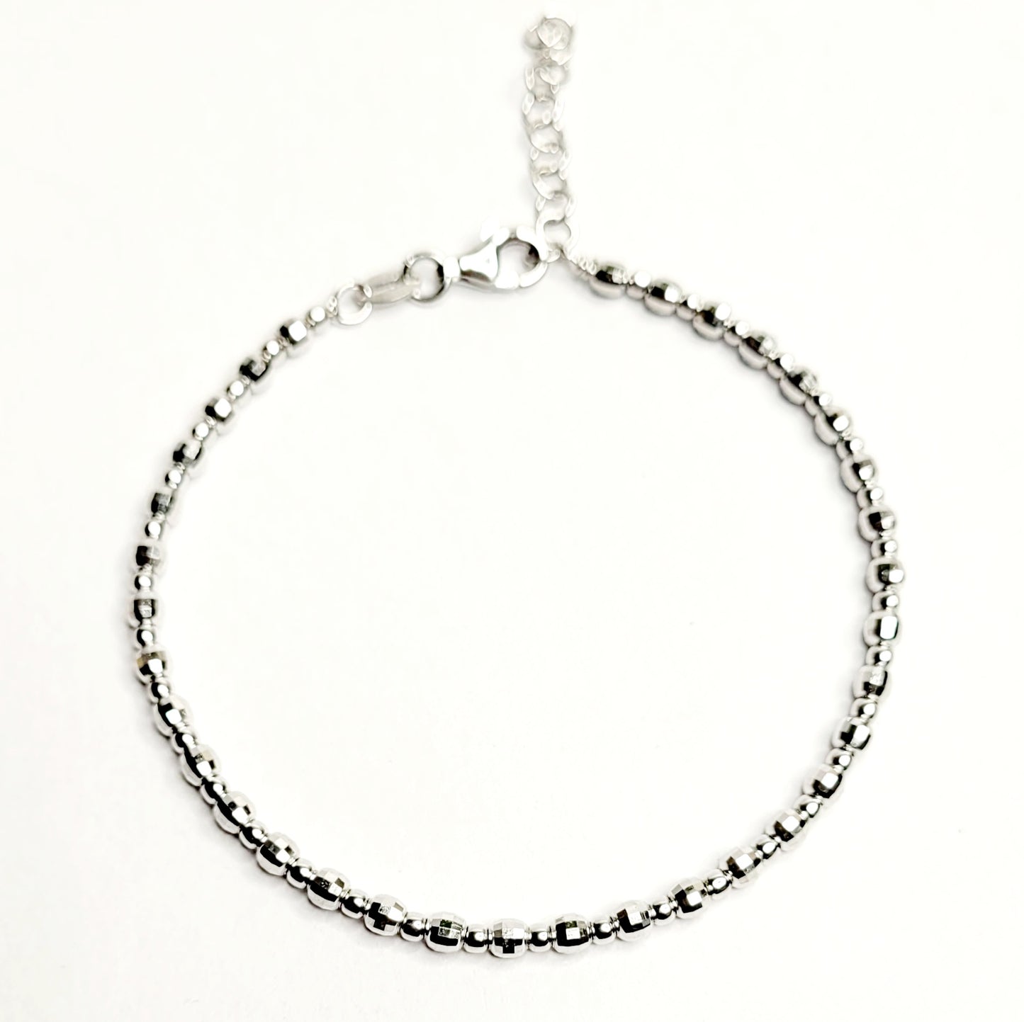 BHAVANI JEWELLERS 925 Italian Starling Silver Bead Chain Adjustable Bracelate | BJ-035