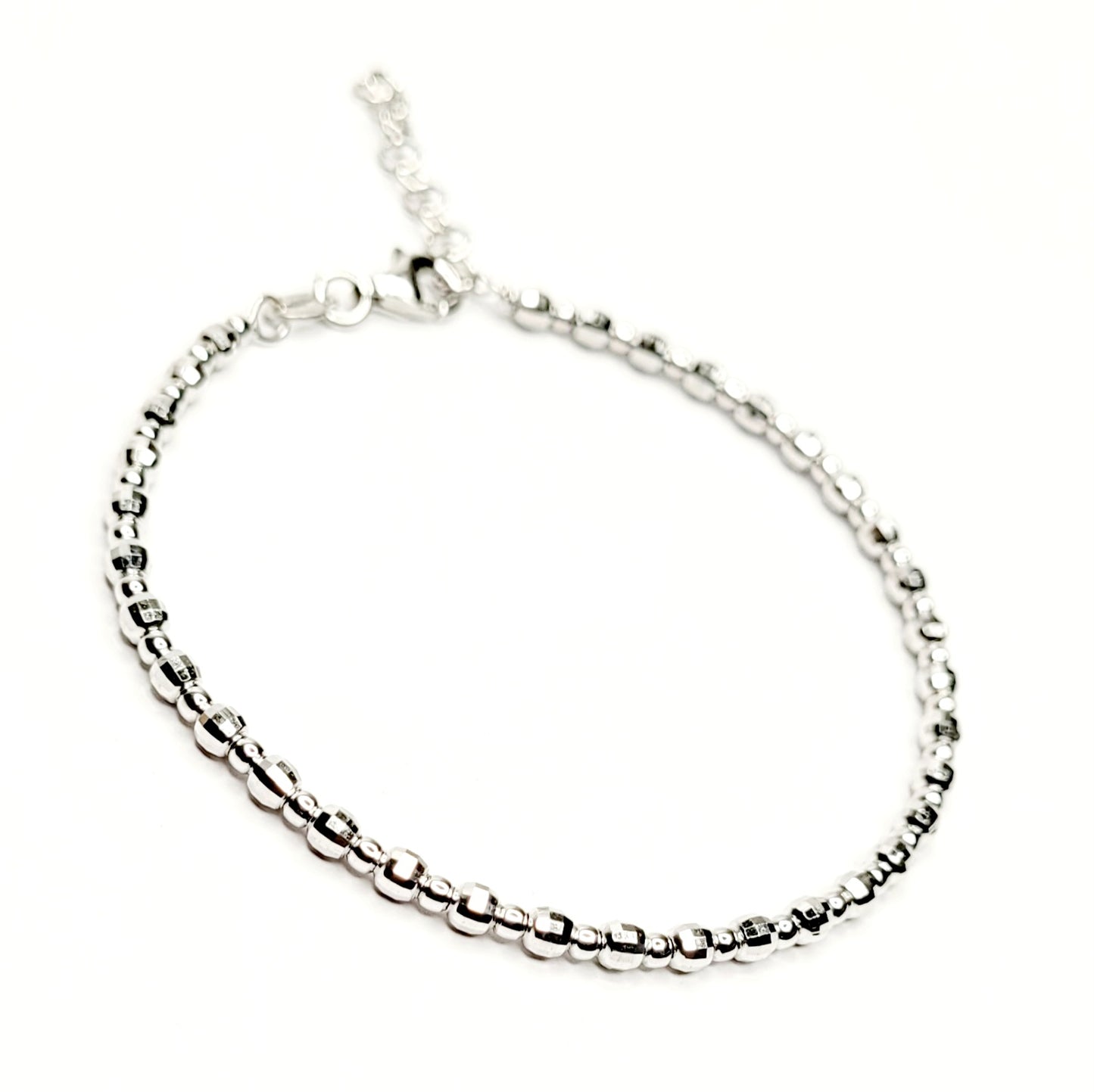 BHAVANI JEWELLERS 925 Italian Starling Silver Bead Chain Adjustable Bracelate | BJ-035