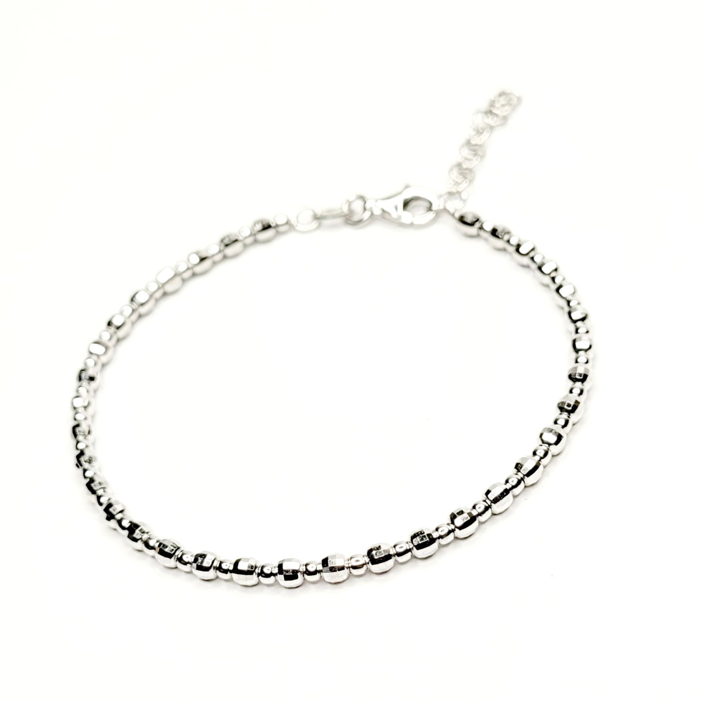 BHAVANI JEWELLERS 925 Italian Starling Silver Bead Chain Adjustable Bracelate | BJ-035