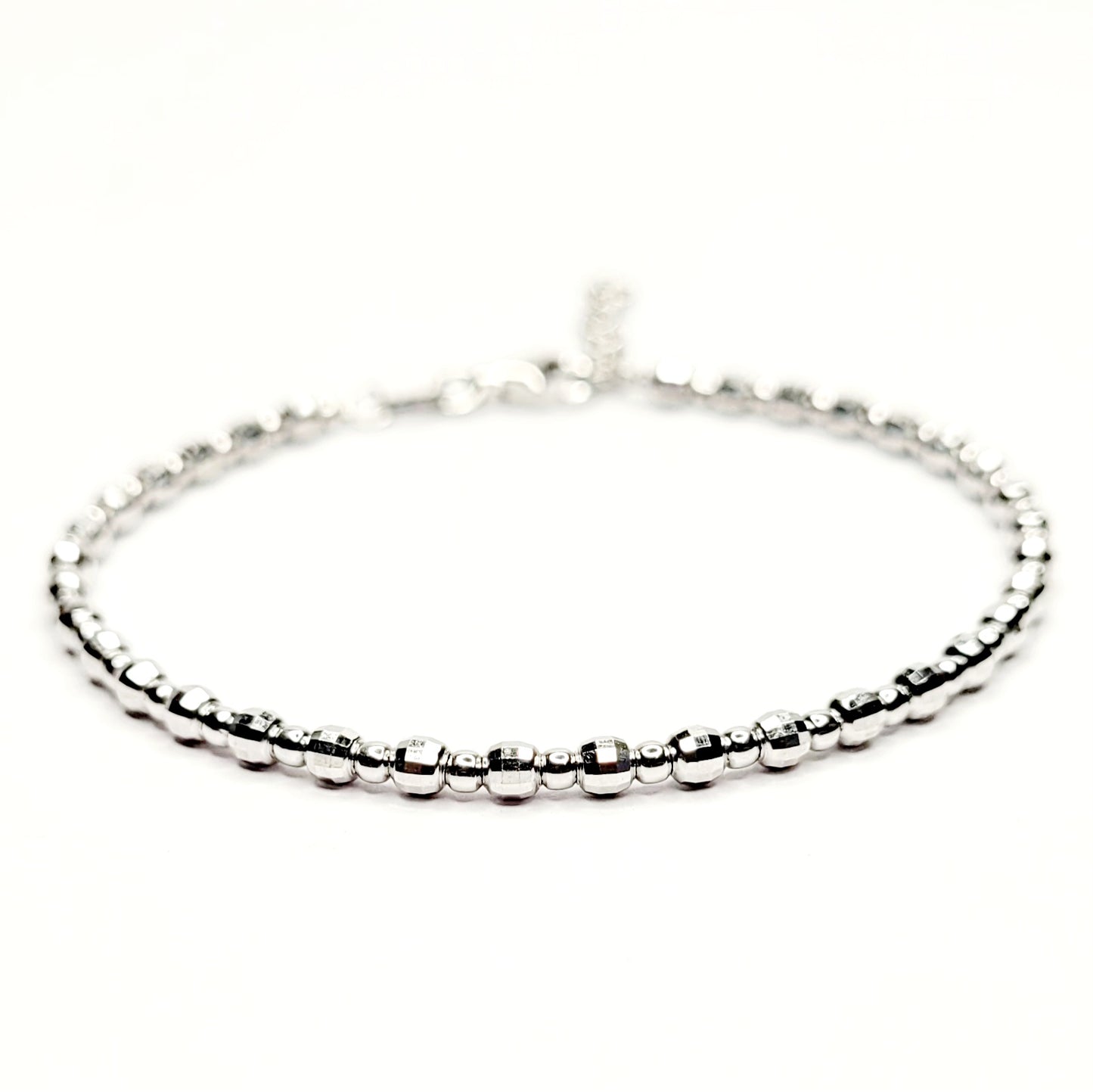 BHAVANI JEWELLERS 925 Italian Starling Silver Bead Chain Adjustable Bracelate | BJ-035