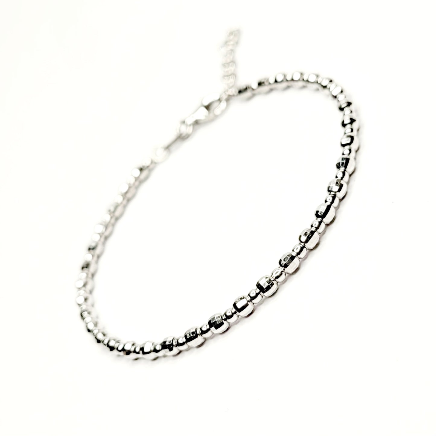 BHAVANI JEWELLERS 925 Italian Starling Silver Bead Chain Adjustable Bracelate | BJ-035