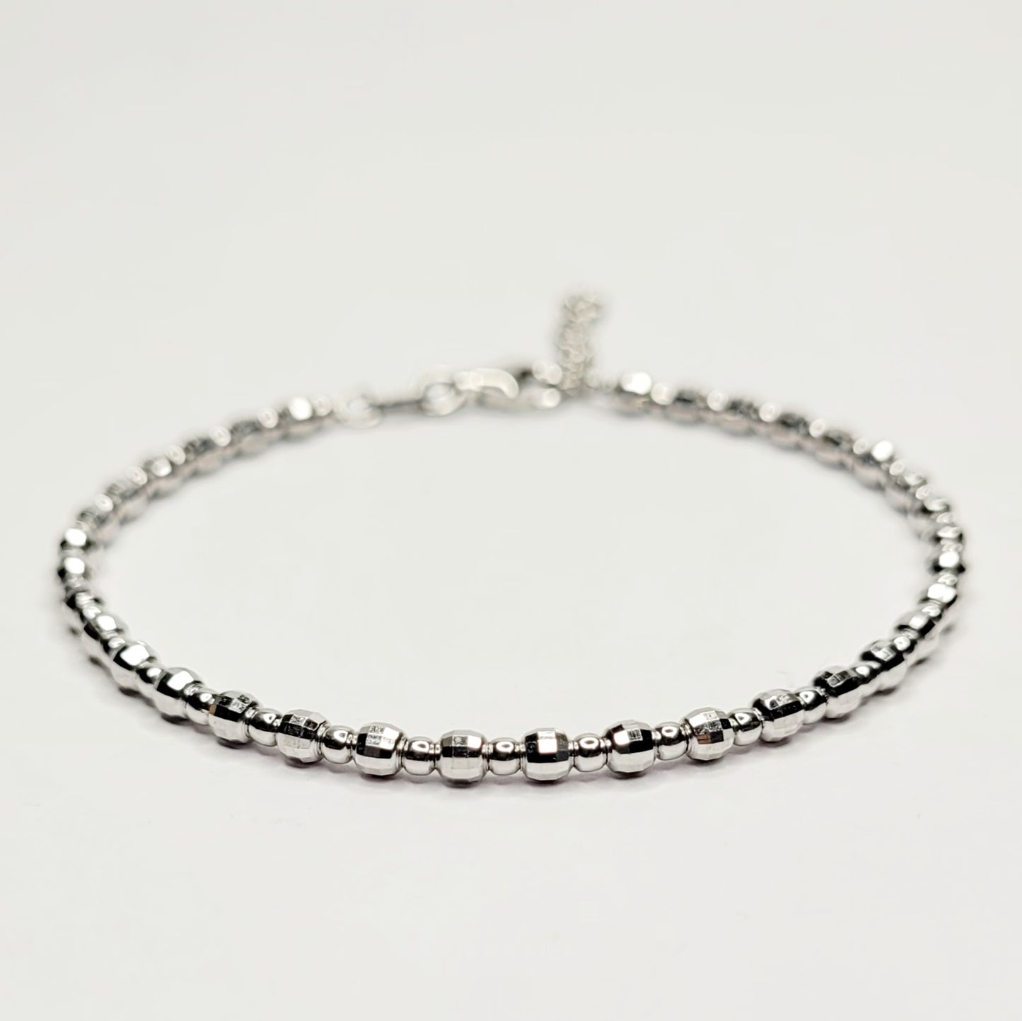 BHAVANI JEWELLERS 925 Italian Starling Silver Bead Chain Adjustable Bracelate | BJ-035