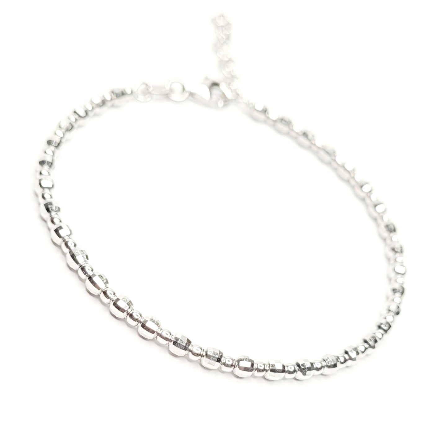 BHAVANI JEWELLERS 925 Italian Starling Silver Bead Chain Adjustable Bracelate | BJ-035