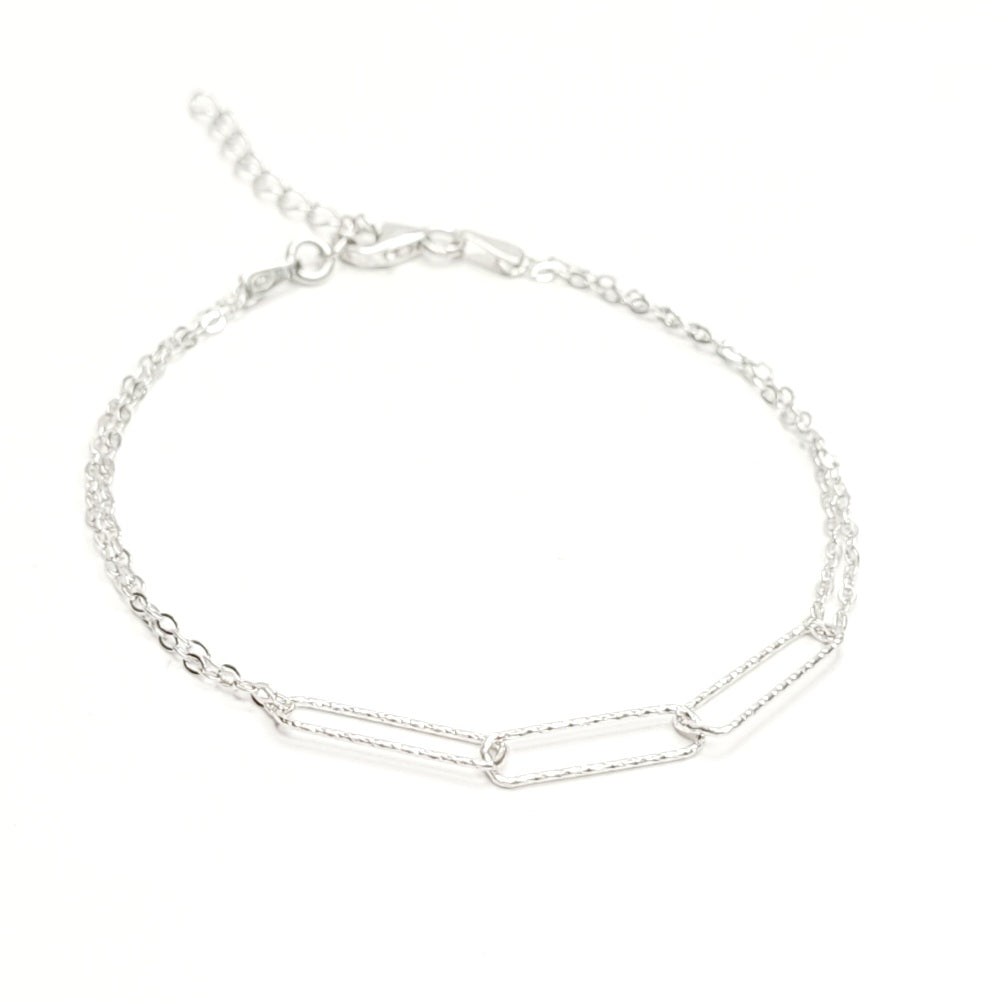 BHAVANI JEWELLERS 925 Italian Starling Silver Paper Clip ROund Chain Adjustable Bracelate | BJ-037