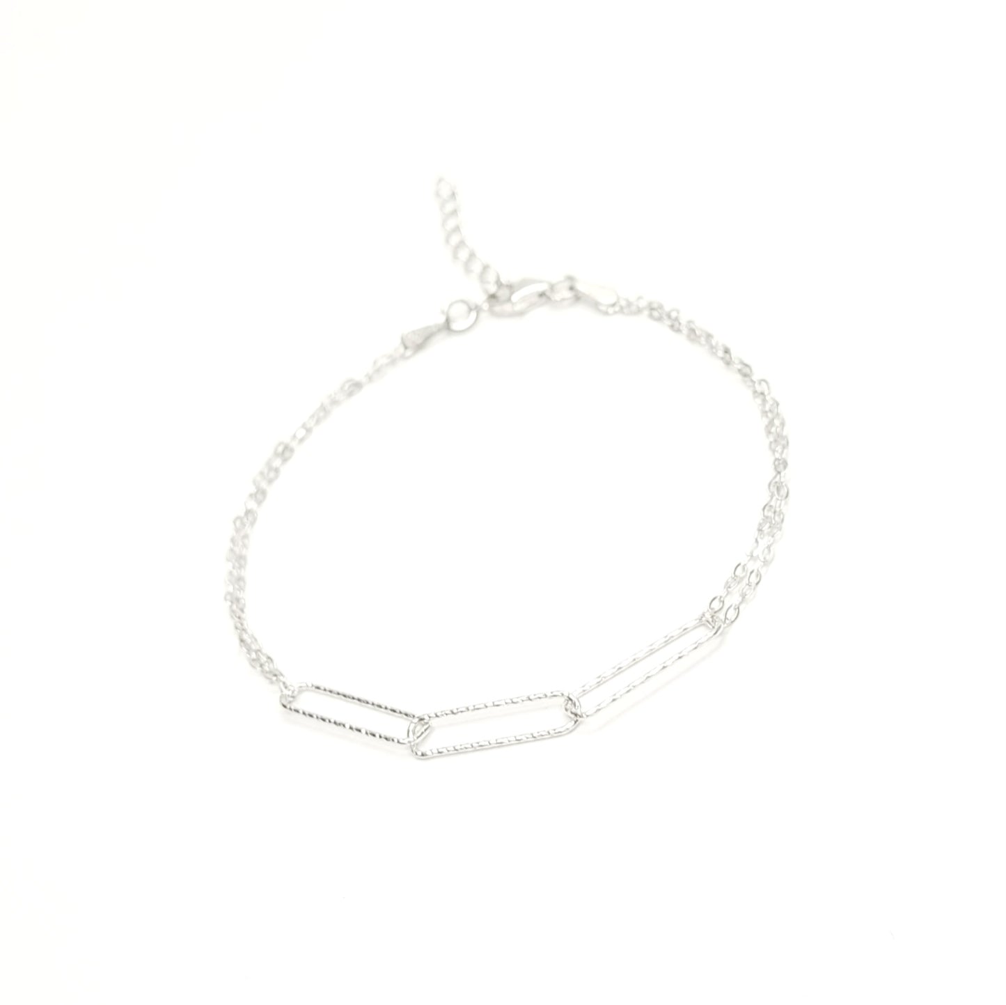 BHAVANI JEWELLERS 925 Italian Starling Silver Paper Clip ROund Chain Adjustable Bracelate | BJ-037
