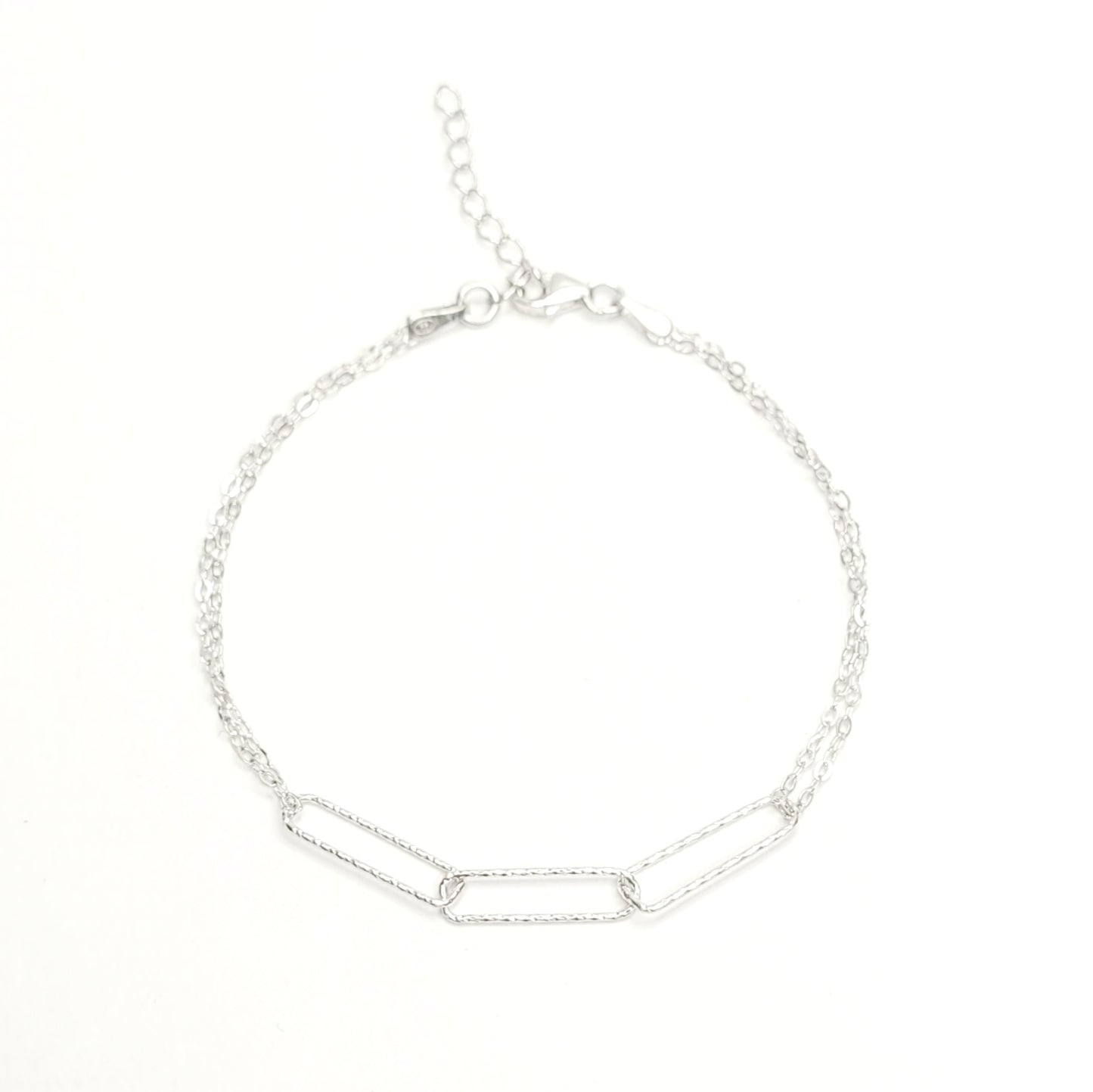 BHAVANI JEWELLERS 925 Italian Starling Silver Paper Clip ROund Chain Adjustable Bracelate | BJ-037