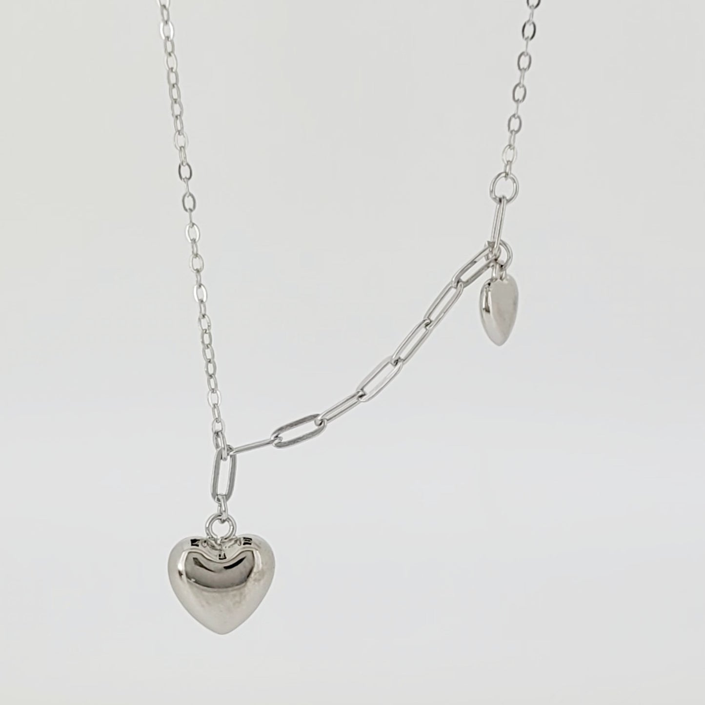 BHAVANI JEWELLERS 925 Italian Starling Silver Double Heart Necklace | BJ-25