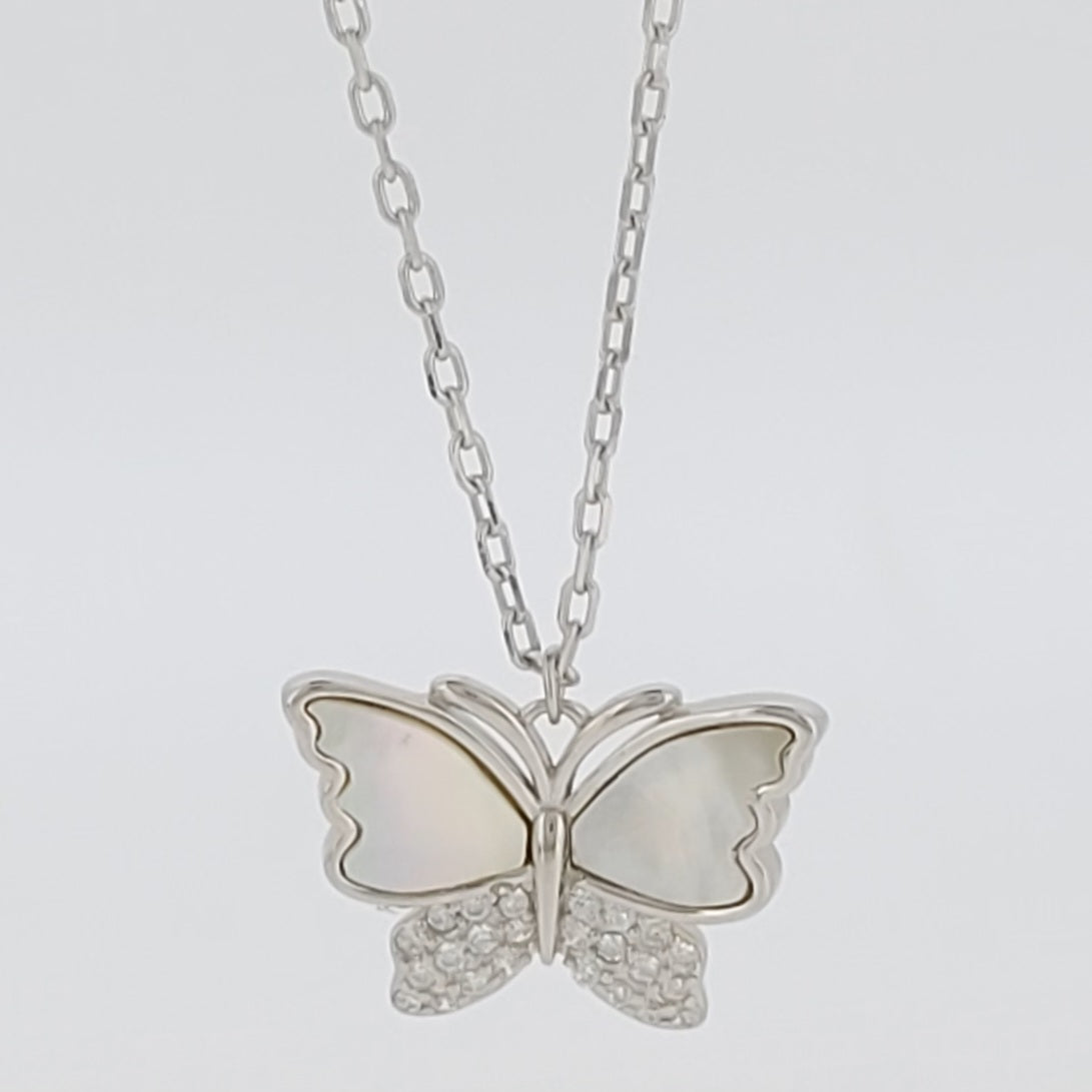 BHAVANI JEWELLERS 925 Italian Starling Silver Butterfly Necklace | BJ-28