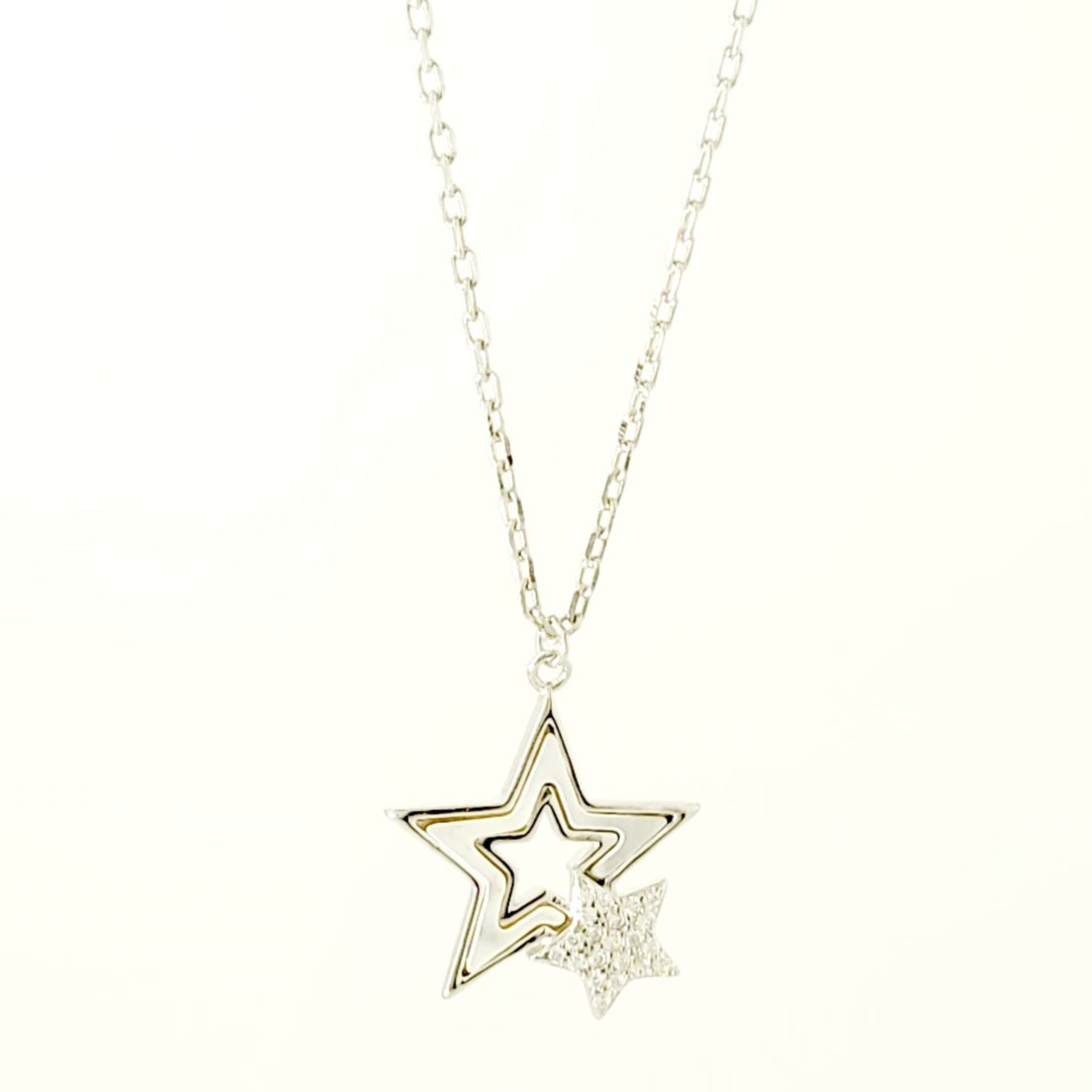BHAVANI JEWELLERS 925 Italian Starling Silver Shell & Crystal Star Necklace | BJ-31