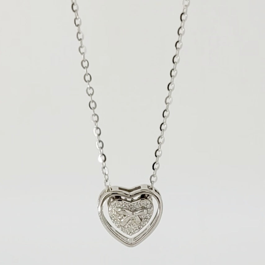 BHAVANI JEWELLERS Italian Starling Silver Doubl Heart Necklace | BJ-35
