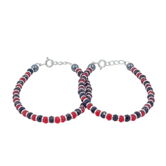 925 Starling Silver Handcrafted Red and Black Crystal Beaded Kids Nazariya, Glass Beads Jewelry for Kids | BJKDNJ-010