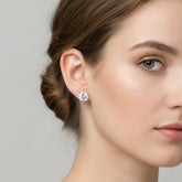 925 Sterling Silver Round Cut Cubic Zirconia Stud Earrings, Classic Solitaire Design, Clear Crystal | Gifts for Women & Girls & Girlfriend |Wedding and Christmas Gifts | BJER-025