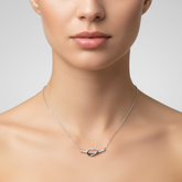 925 Sterling Silver Interlocking Infinity Oval Necklace | Minimalist Sparkling Geometric Bar Pendant | BJ-019