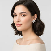 925 Silver Floral Stud Earrings, Crystal Center Daisy Design, Jewelry for Women, Elegant Petal Pattern | Gifts for Women & Girls & Girlfriend |Wedding and Christmas Gifts | BJER-06