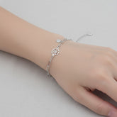 925 Sterling Silver Chain Bracelate with Decorative Charms, Paperclip Link Design, Adjustable Length | Gifts for Girlfriend, Gifts for Women & Girls | BJBR-054