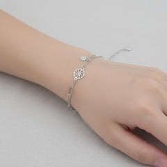 925 Sterling Silver Chain Bracelate with Decorative Charms, Paperclip Link Design, Adjustable Length | Gifts for Girlfriend, Gifts for Women & Girls | BJBR-054