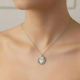 925 Sterling Silver Interlocking Eternity Circle & Pavé Heart Necklace | Romantic Layered Charm Pendant BJ-018