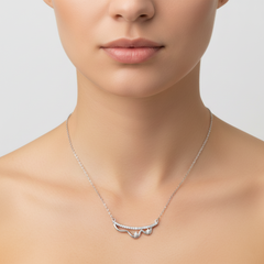 925 Silver Serene Ripple Necklace Elegant Sterling Silver Pendant Dainty Wavy Design Necklace for Women | Gifts for Women & Girls & Girlfriend |Wedding and Christmas Gifts | BJ-020