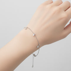 925 Delicate Sterling Silver Star Charm Bracelate, Adjustable Chain Link Design with Crystal Accent| Gifts for Women & Girls & Girlfriend |Wedding and Christmas Gifts | BJBR-043