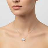 925 Sterling Dainty Silver Heart Pendant – Minimalist Sparkling Love Necklace in Sterling Silver | BJ-34
