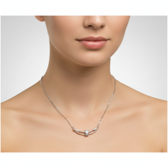 925 Sterling Silver Curved Bar Smile Necklace with CZ Slider | BJ-015
