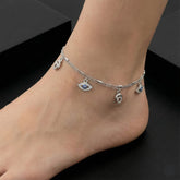 925 Sterling Silver Evil Eye Charm Anklets for Women | Double Chain Design | Protection Jewelry | Adjustable Lenth | BJAK-0007