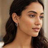 925 Sterling Silver Crescent Moon Hoop Earrings, Diamond Cut Textured Design, Jewelry for Women | Gifts for Women & Girls & Girlfriend |Wedding and Christmas Gifts | BJER-017