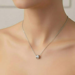 925 Starling Silver Women's Rotatable White Pendant Necklace Elegant and Versatile Jewelry with Adjustable Chain, Durable White-Plated Pendant for Special Occasions | Gifts for Women & Girls & Girlfriend |Wedding and Christmas Gifts | BJ-05