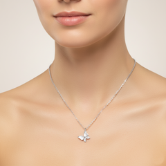 925 Starling Silver Pearl Stone Butterfly Necklace | Gifts for Women & Girls & Girlfriend |Wedding and Christmas Gifts |BJ-27