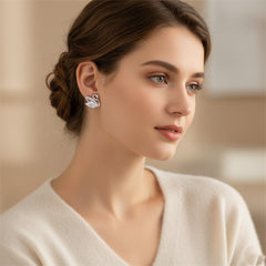 925 Sterling Silver Swan Stud Earrings, Cubic Zirconia Crystal Accent, Small Elegant Design for Women | Gifts for Women & Girls & Girlfriend |Wedding and Christmas Gifts | BJER-04