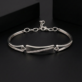 925 Sterling Silver Diagonal CZ Bar Bracelet | Modern Minimal Elegance | BJBR-060