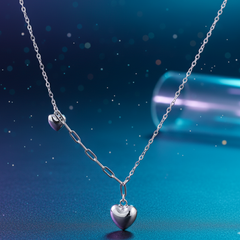 925 Starling Silver Double Heart Necklace | Gifts for Women & Girls & Girlfriend |Wedding and Christmas Gifts | BJ-25